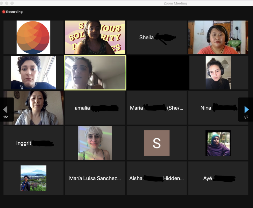 screen shot of faces and names from an online session 